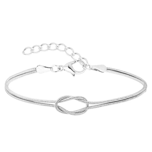 New Letter A-Z Love Knot Bracelets for Women Couple Gold Color Dainty Snake Chain Charm Bracelet Stainless Steel Jewelry Gift