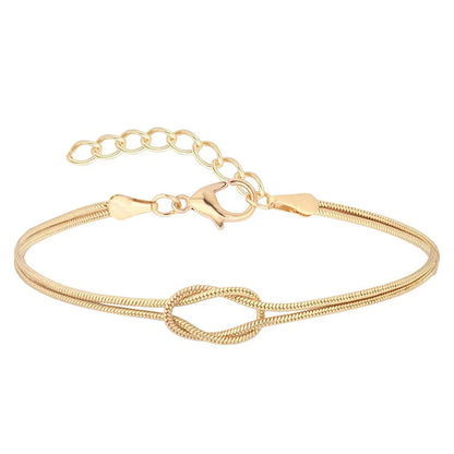 New Letter A-Z Love Knot Bracelets for Women Couple Gold Color Dainty Snake Chain Charm Bracelet Stainless Steel Jewelry Gift