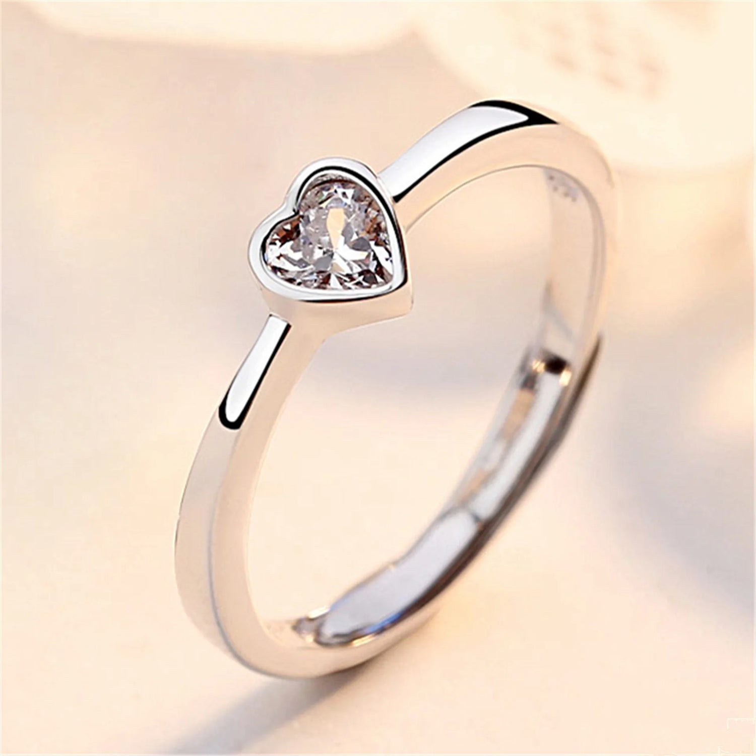 2Pcs/Sets Zircon Heart Matching Couple Rings Set Forever Endless Love Wedding Ring for Women Men Charm Jewelry